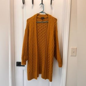 Topshop mustard yellow cable knit long cardigan size 4